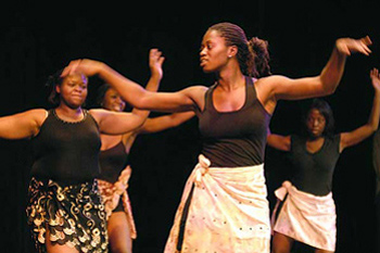 Members of the African Students Association perform Ethiopian and West African dances during a series of cultural performances held September 21 at the Wisconsin Union Theater as part of the seventh annual Plan 2008 campus diversity forum.